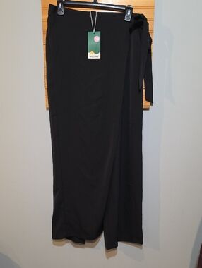 HALARA Flex High Waisted Tie Side Wide Leg Work Pants Black NWT Women's L